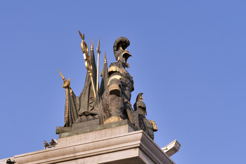 Obraz premium Top fragment of Borodinsky Bridge in Moscow, Russia.