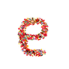 Candy letter on white background