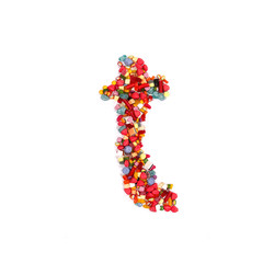 Candy letter on white background