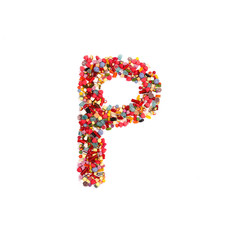 Candy letter on white background