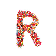 Candy letter on white background