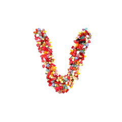 Candy letter on white background