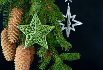 christmas tree with shiny stars decoration