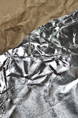 crumpled foil and crumpled package paper