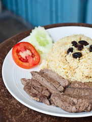 rice with baked beef