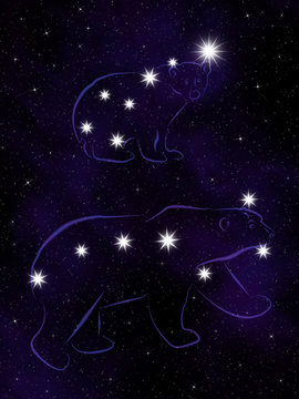 The Great Bear (Ursa Major) and the Little Bear (Ursa Minor)