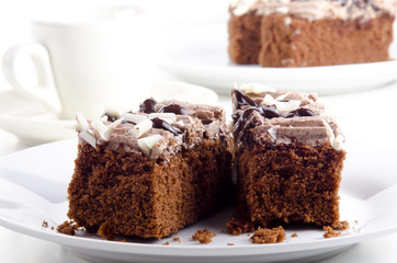 Schokoladenkuchen mit Kaffeecreme Belag