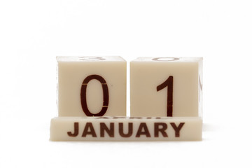 1 января в кубиках на белом фоне