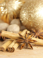 Christmas spices and baubles