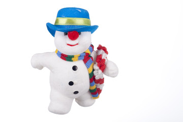 Cute snowman over white background