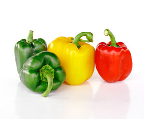Fresh colorful paprika isolated on white background