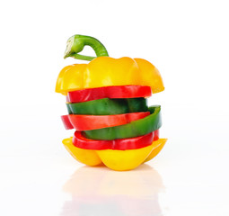 Sliced  bell pepper isolated on white