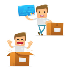 set of funny cartoon casual man