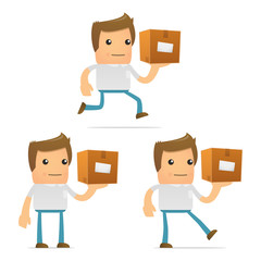 set of funny cartoon casual man