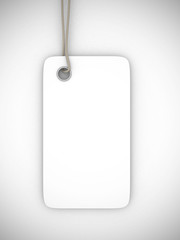 Blank price tag isolated on white with soft shadow