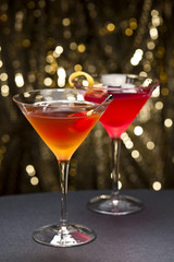 Comopolitan and Manhattan cocktail nice garnished