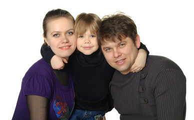 Fototapeta premium Happy family mum, the daddy, the son