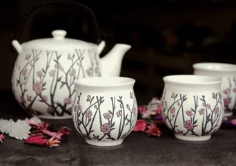 Fototapete Cups of tea with teapot © vali_111