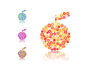 apple silhouette composed of flowers