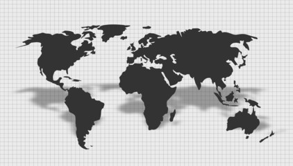 Weltkarte mit  Raster