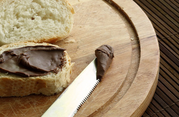 slice of bread with chocolate spread