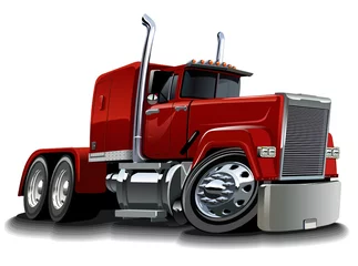 Foto op Canvas Vector cartoon semi vrachtwagen © Mechanik