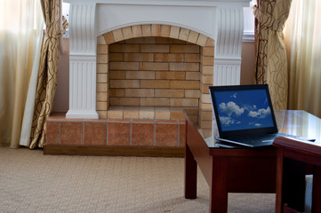 notebook (laptop) on a  home interior