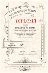 Vintage frame, certificate or diploma template