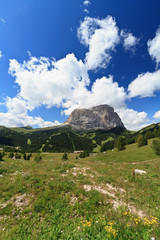 Fototapeta premium Gardena valley and Langkofel mount -Sudtirol, Italy
