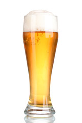 Glass of beer with isolated on white