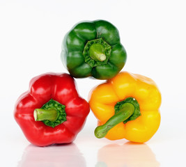 Fresh colorful paprika isolated on white background