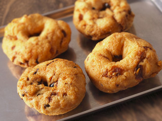 close up of a tray of vadai