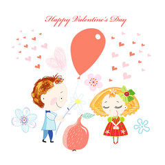 Greeting card with adoring children