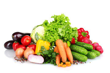 Fresh vegetables isolated on white
