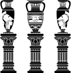 hellenic jugs with columns. second variant. stencil