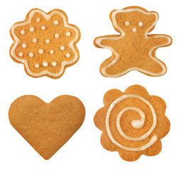 set of christmas gingerbread on white background