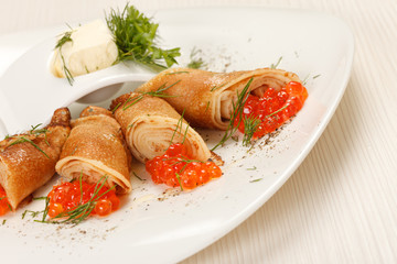 pancakes with caviar