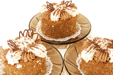 three delicious cake with cream