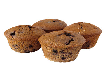 Four gluten free muffins isolated