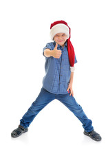Cheerful boy in Santa Claus hat