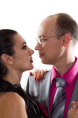 portrait  passionate couple in love kissing and embracing