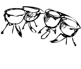 sketch of percussion instruments orchestra timpani
