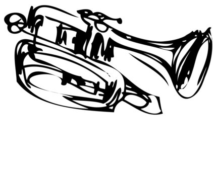 sketch of copper Cornet Musical Instrument