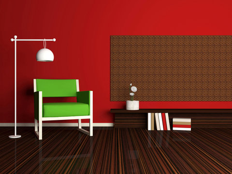 interior design of modern red living room