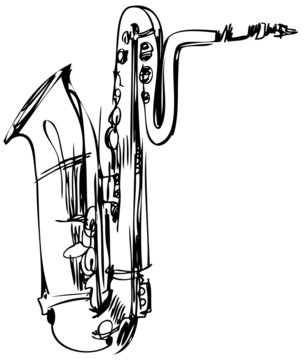 sketch of a brass musical instrument saxophone bass