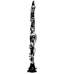 sketch woodwind musical instrument orchestra clarinet - obrazy, fototapety, plakaty