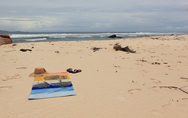 Fototapeta na wymiar ręcznik plażowy na Seszelach