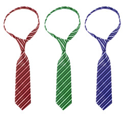 Three tie red, green and yellow color