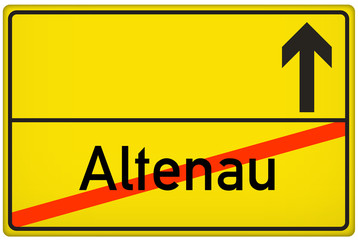 Obraz premium Ortsausgangsschild Altenau