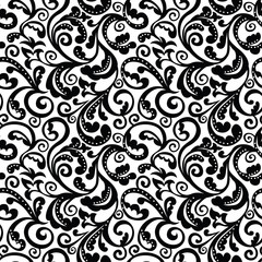 black and white floral seamless pattern
